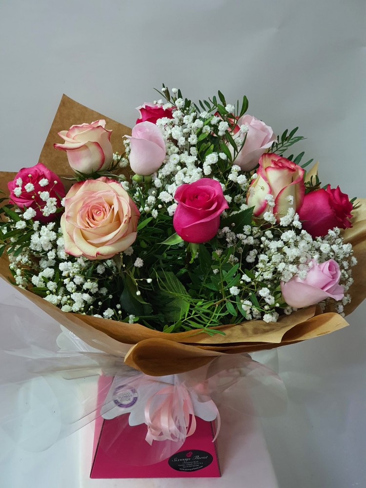 Mixed rose aqua bouquet