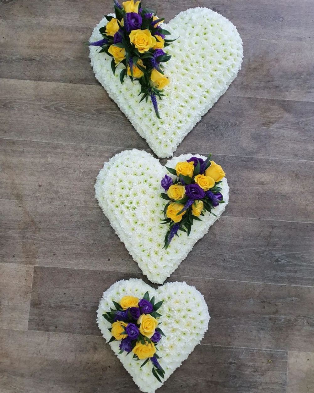trio of hearts - yellow