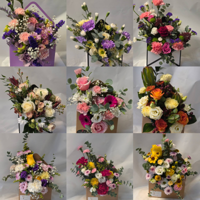 A little note to say - lovely cute arrangement to send your best wishes whether it be just to say hi, brighten their day, get well, Birthday wishes or even to say thank you,
this is a florist choice item which means we will choose the flower content and colours, pic is an example it should be fairly similar but our stock changes daily to keep it fresh so may vary