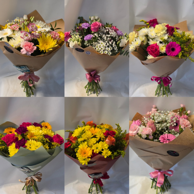 florist choice bouquet - mixed cut flower bouquets for general occasions, you can of course mention if anything you don't want ie lilies if have cats, some examples