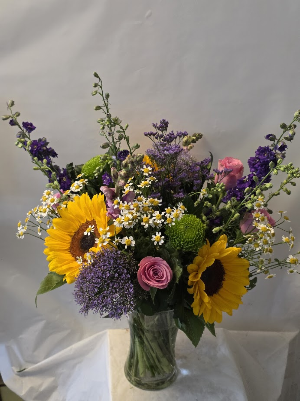 vase of summery blooms