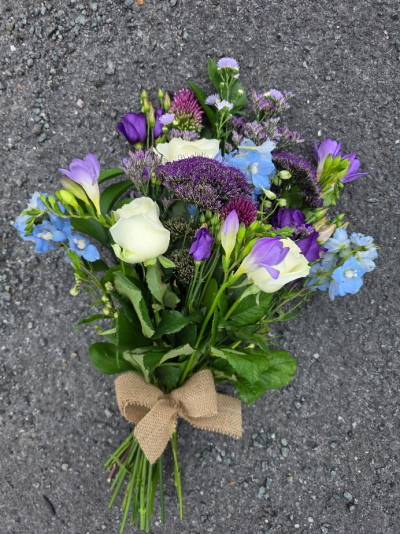 sml tied sheaf purple, blue, cream - summery selection
