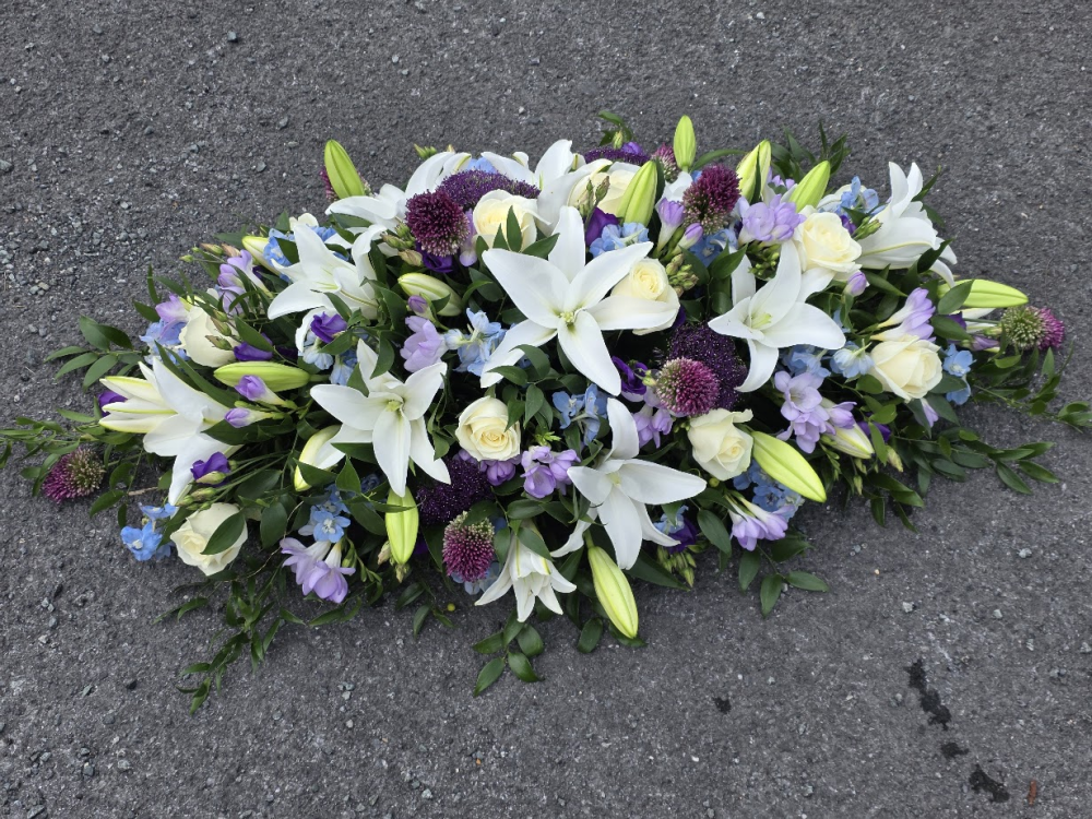 summery casket blue, lilac, purple