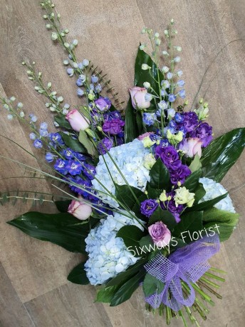Lilac and blue tied sheaf