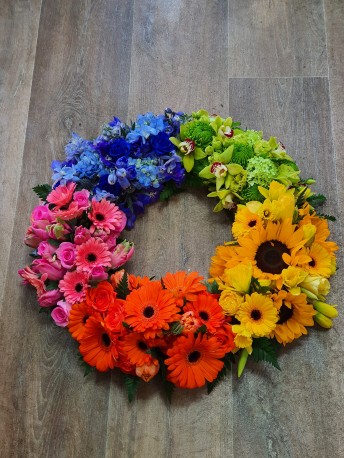 Multi coloured cluster wreath