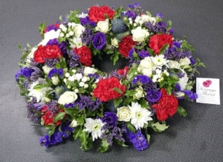 Wreath red, white purple